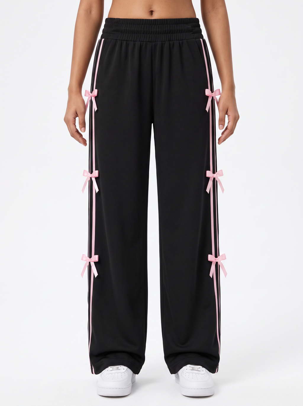Coquette Ribbon Track Pants Black