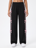 Coquette Ribbon Track Pants Black