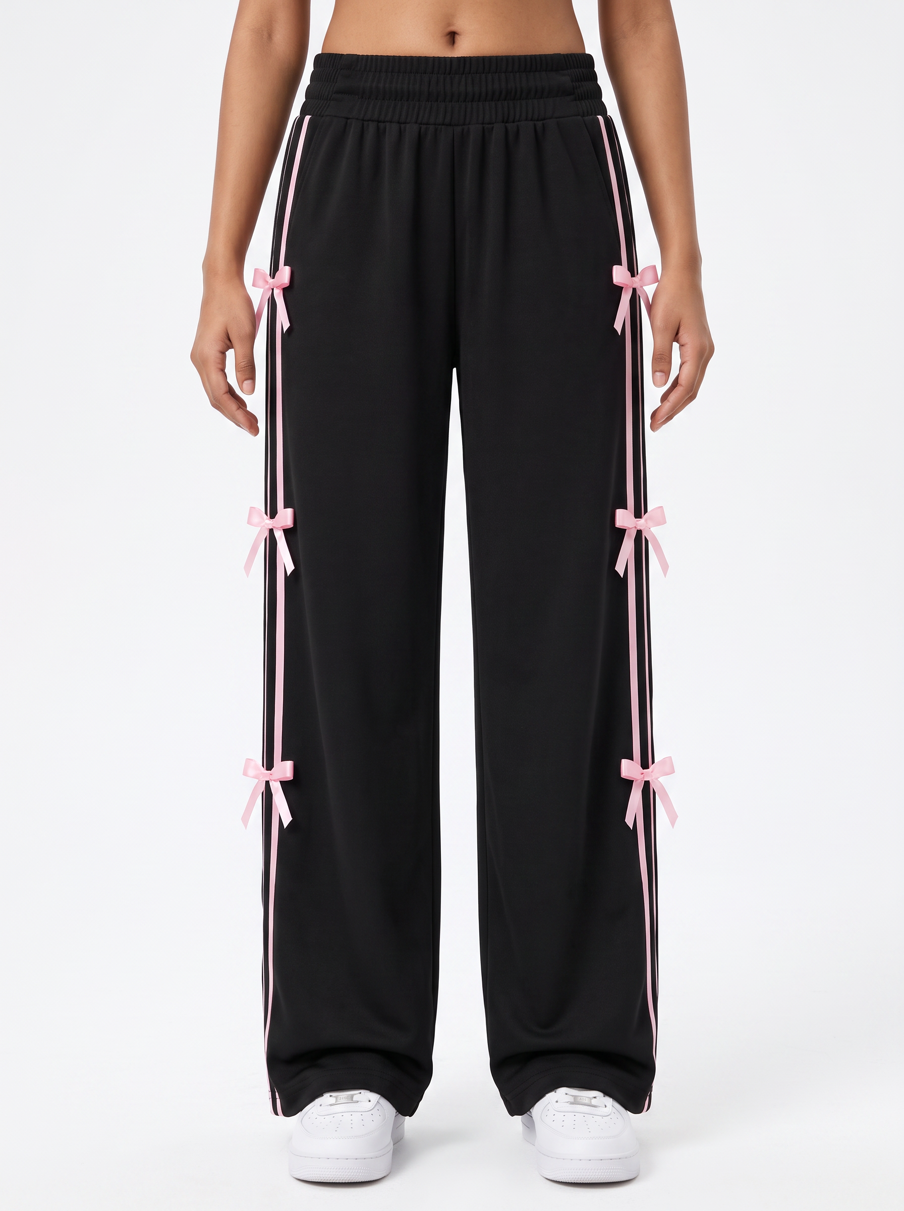Coquette Ribbon Track Pants Black