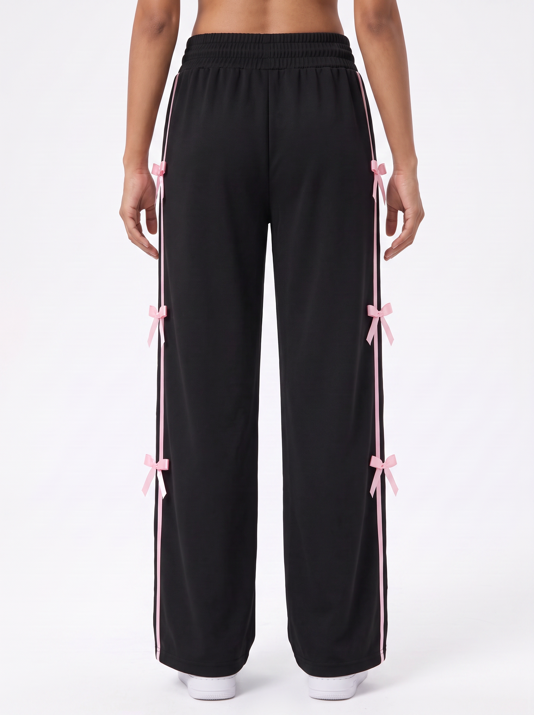 Coquette Ribbon Track Pants Black