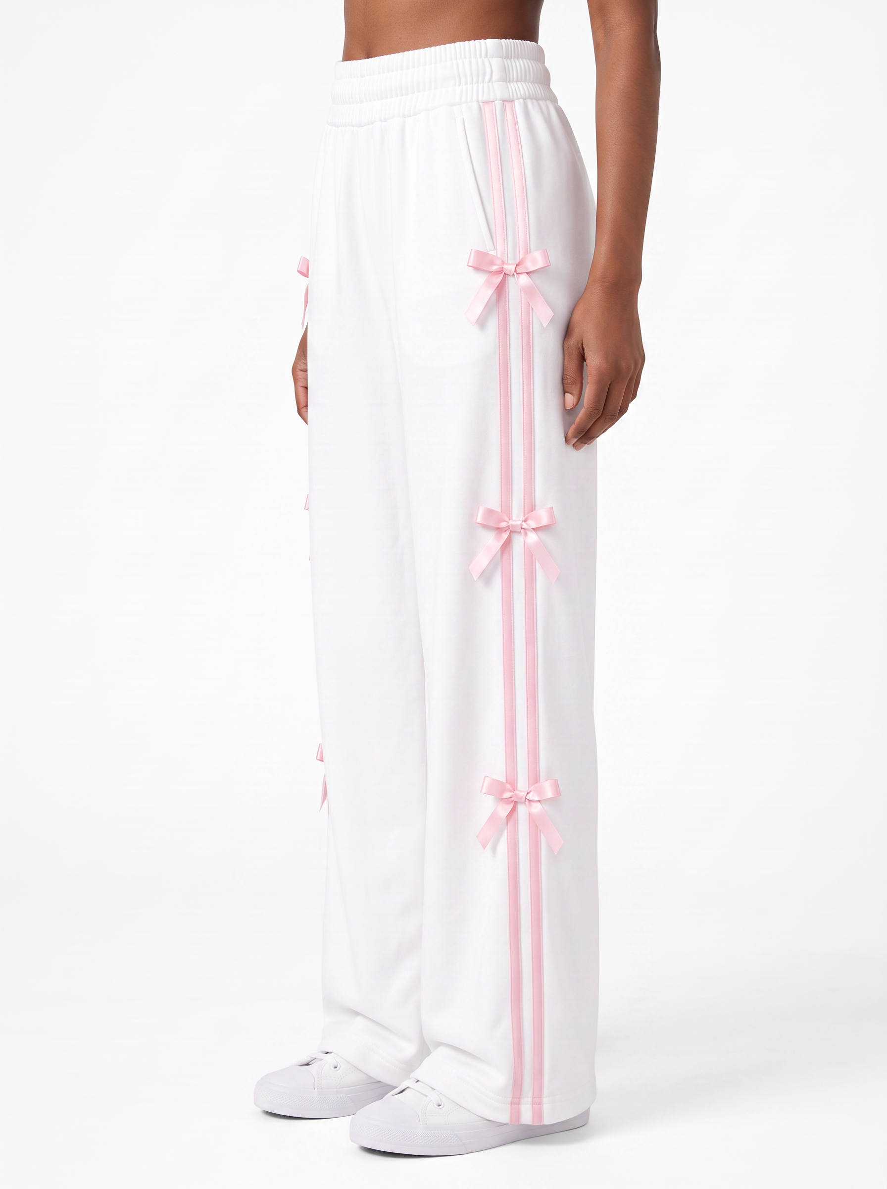 Coquette Ribbon Track Pants White