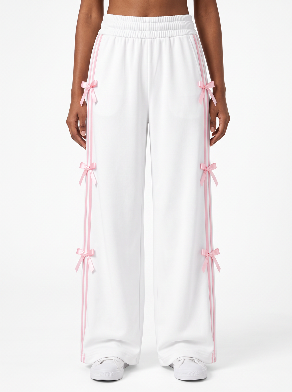 Coquette Ribbon Track Pants White