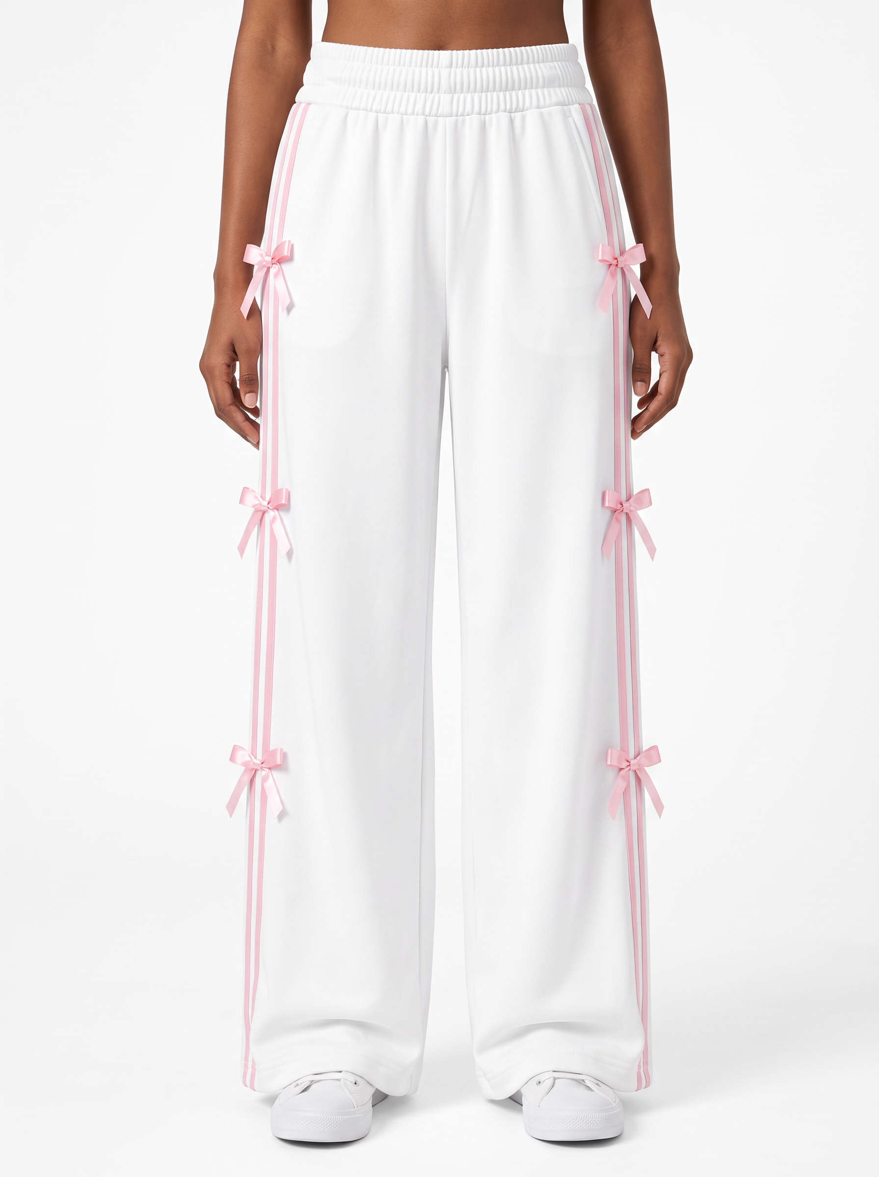 Coquette Ribbon Track Pants White