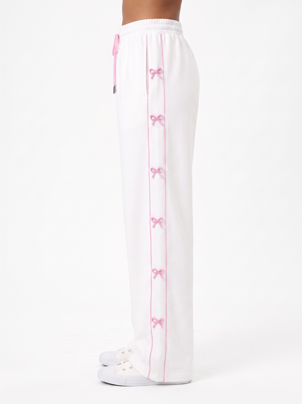 Blush Ribbon Lounge Pants White