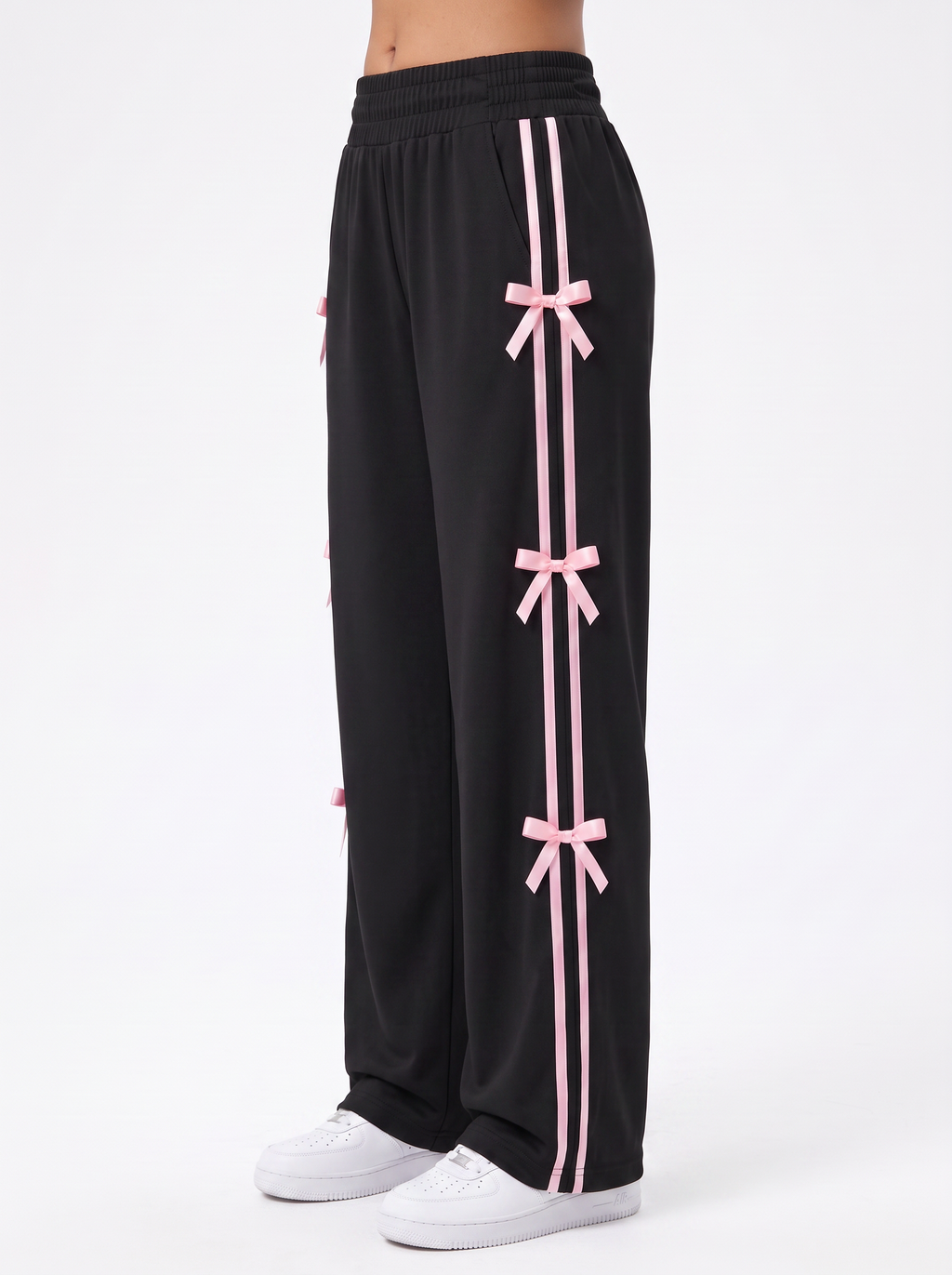 Coquette Ribbon Track Pants Black
