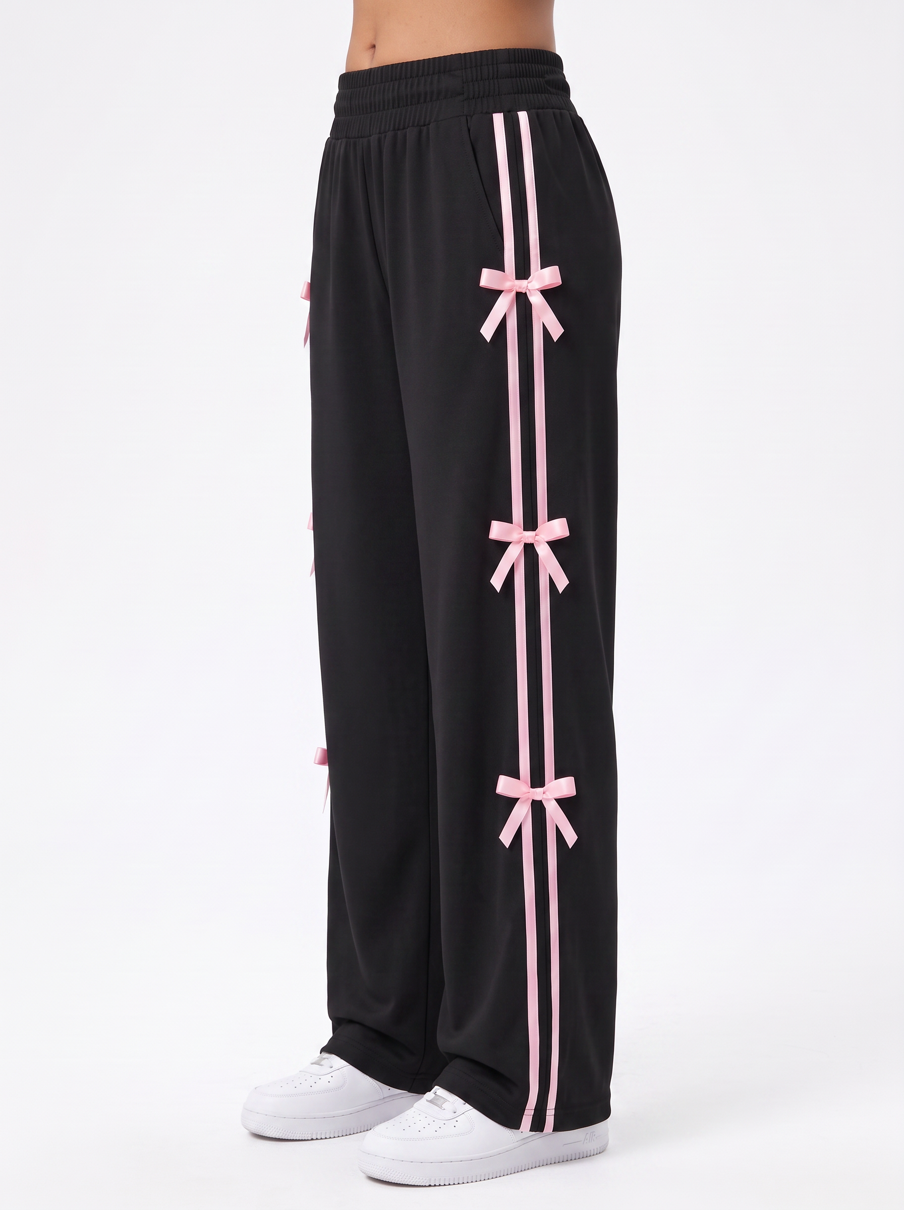 Coquette Ribbon Track Pants Black