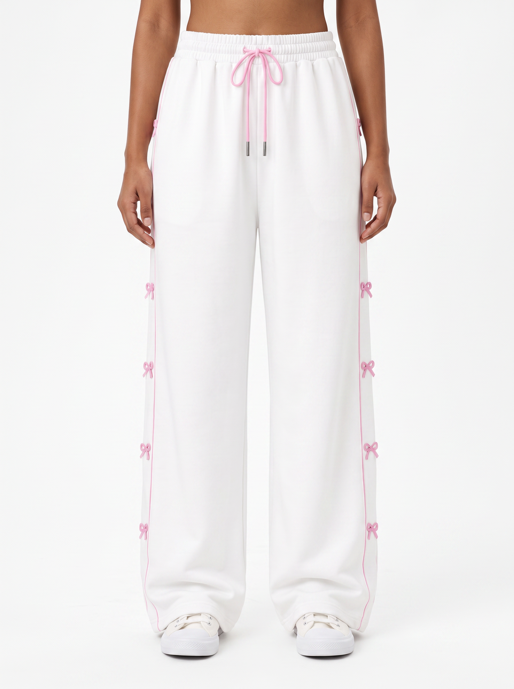 Blush Ribbon Lounge Pants White