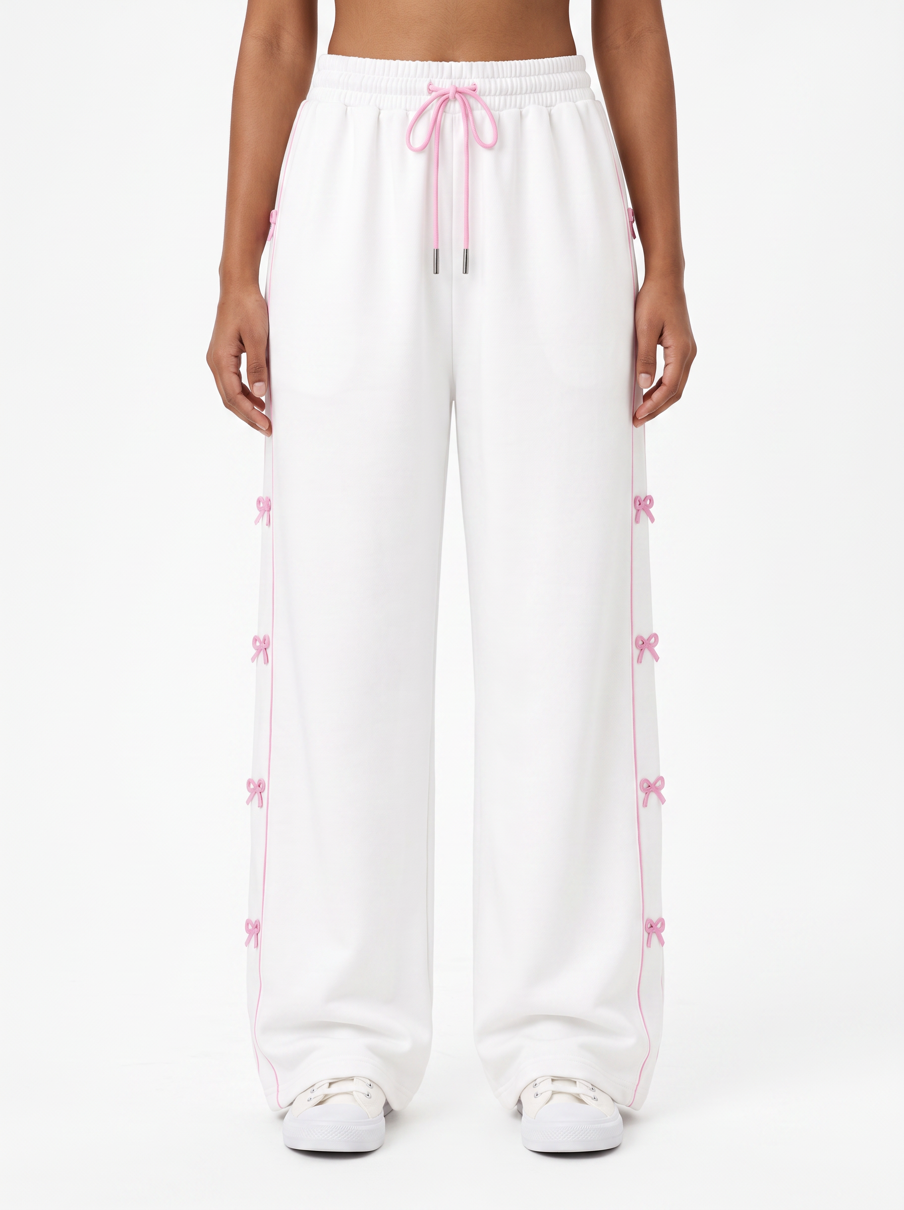 Blush Ribbon Lounge Pants White